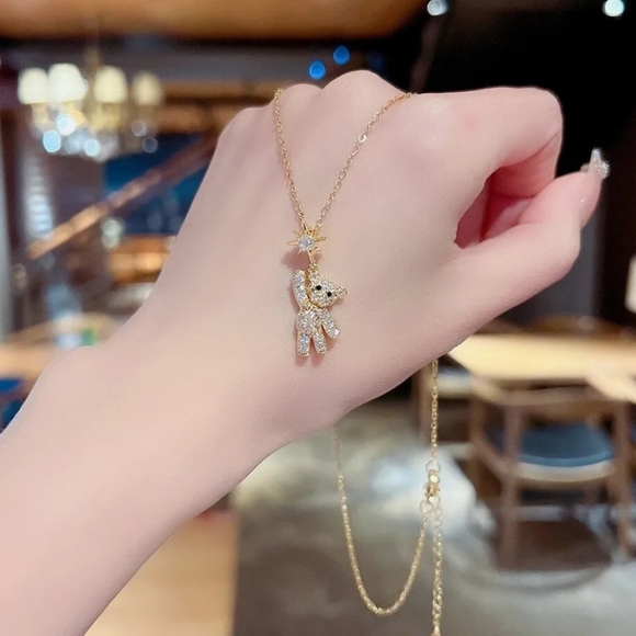 Golden Teddy Bear Necklace - Picture 8 of 10